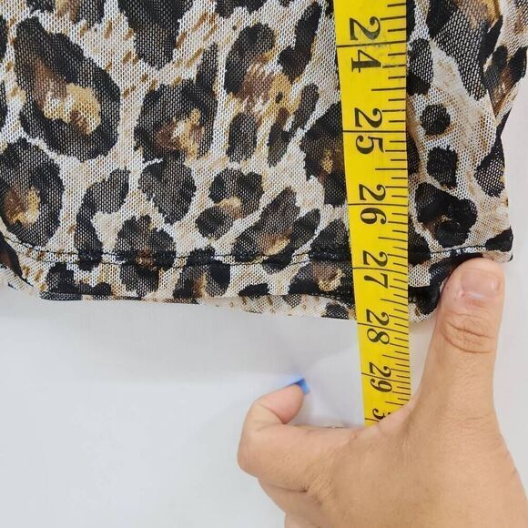 MAUVE Size 3X Cheetah Mesh See Through Sleeveless Halter Top U - Picture 3 of 5